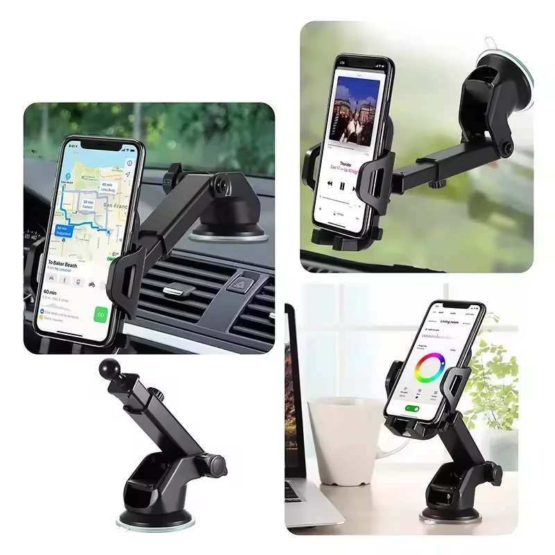 شفط كأس حامل هاتف السيارة 360 °   دعامة تثبيت عالمية للوحة القيادة على الزجاج الأمامي لهاتف iPhone Samsung Xiaomi Huawei