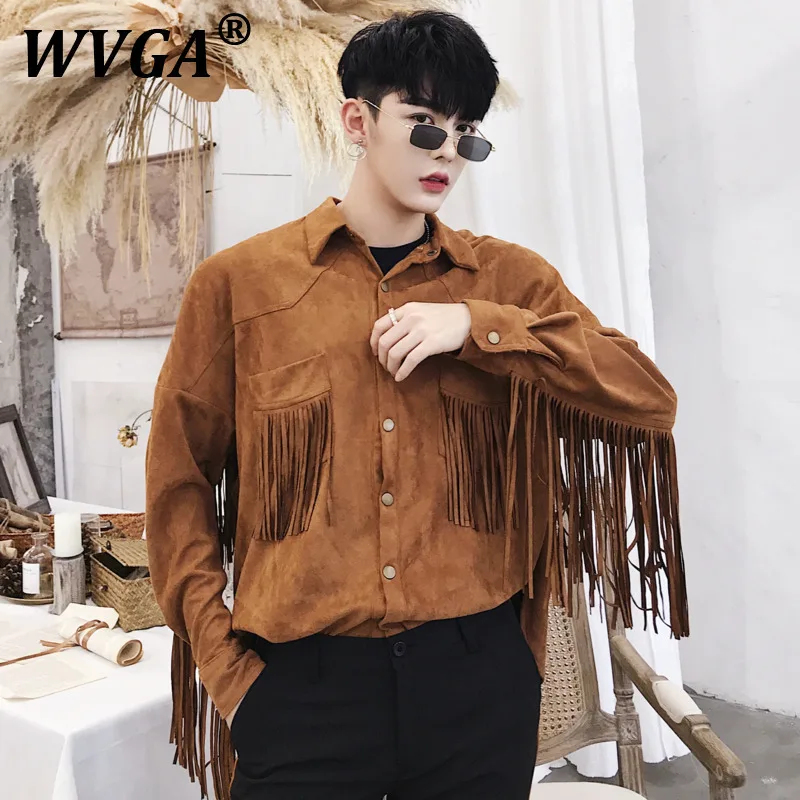 

WVGA Spring Autumn New Man Tide High Street Long Sleeve Tassel Pockets Fashion Shirt Jacket Niche Trendy Casual Tops Ins W10546