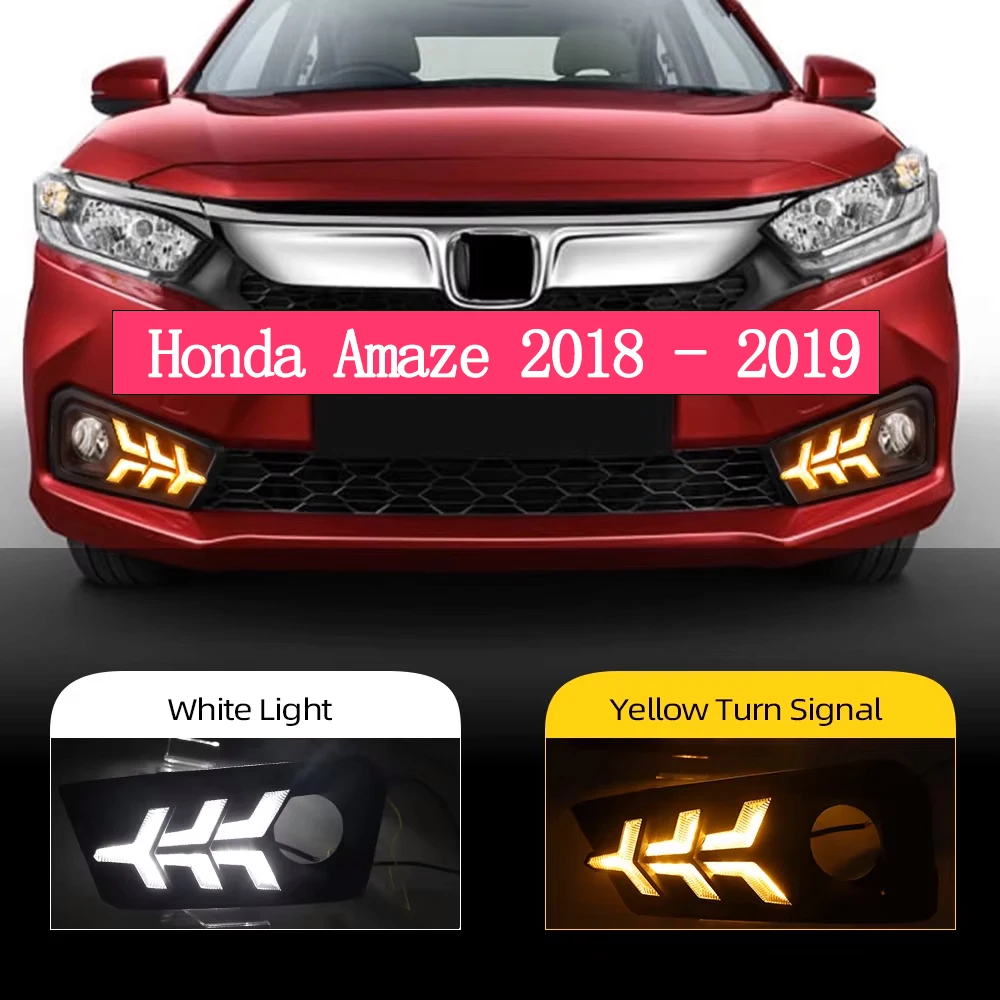 

2 Color LED DRL For Honda Amaze 2018 2019 Flowing Turn Yellow Signal Function Car DRL Lamp LED Daytime Running Light Daylight
