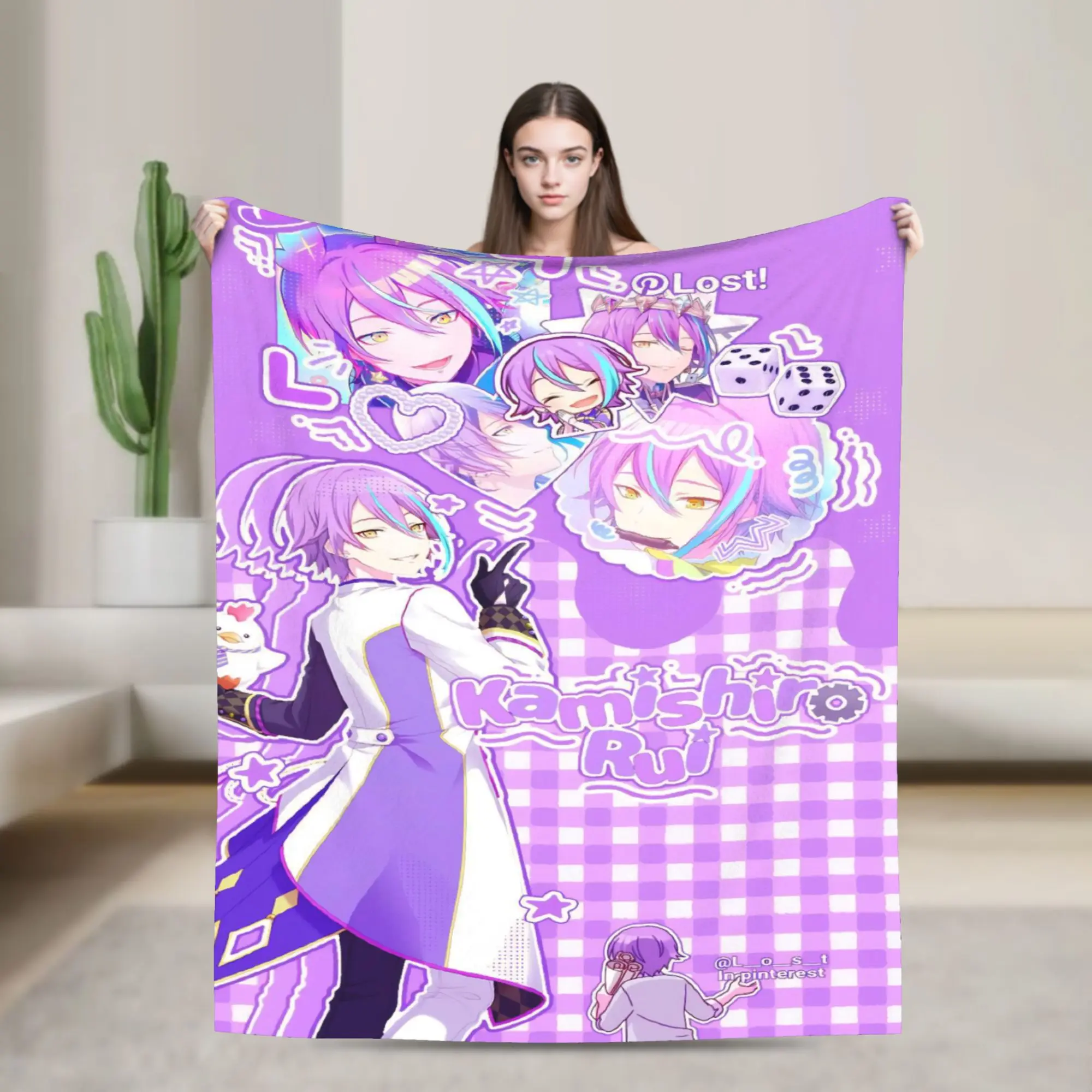 Rui Kamishiro Flannel Blanket Singer Anime Creative Throw Blankets for Home Hotel Sofa  150*125cm Quilt