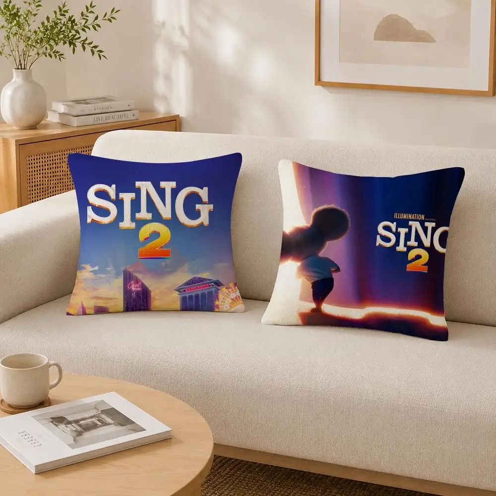 Animated Musical Movie Sing 2 Cushion Cover Soft Fluffy Short Plush  Pillow Case  Sofa Bed Home Decor