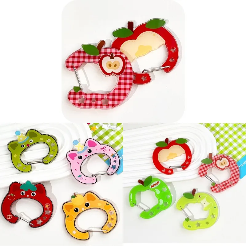 

Cute Cartoon Acrylic Car Keychain Holder Kawaii Fruit Keyring Creative Carabiner For Bag Pendant Hook Key Hanging Carabiner Gift