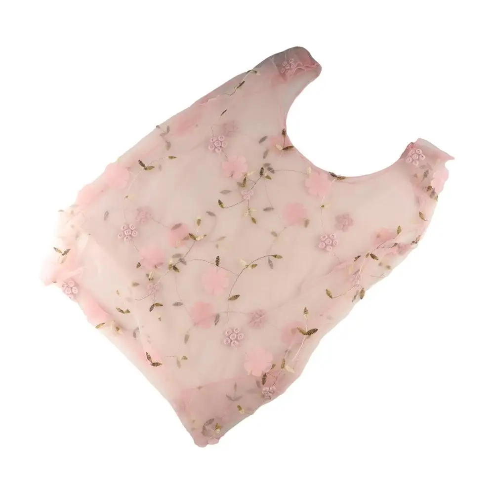 

Foldable Large Capacity Transparent Handbag Flower Cloth Embroidery Bag Storage Bag Mesh Shopping Bag Streetwear