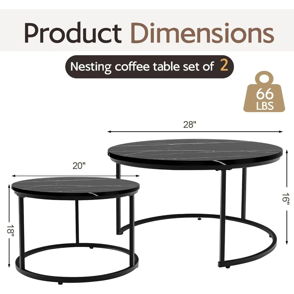 Nowoczesne, oszczędzające miejsce małe stoły do jadalni do salonu, okrągłe stoliki kawowe, stoły do układania w stos, idealne do małych przestrzeni