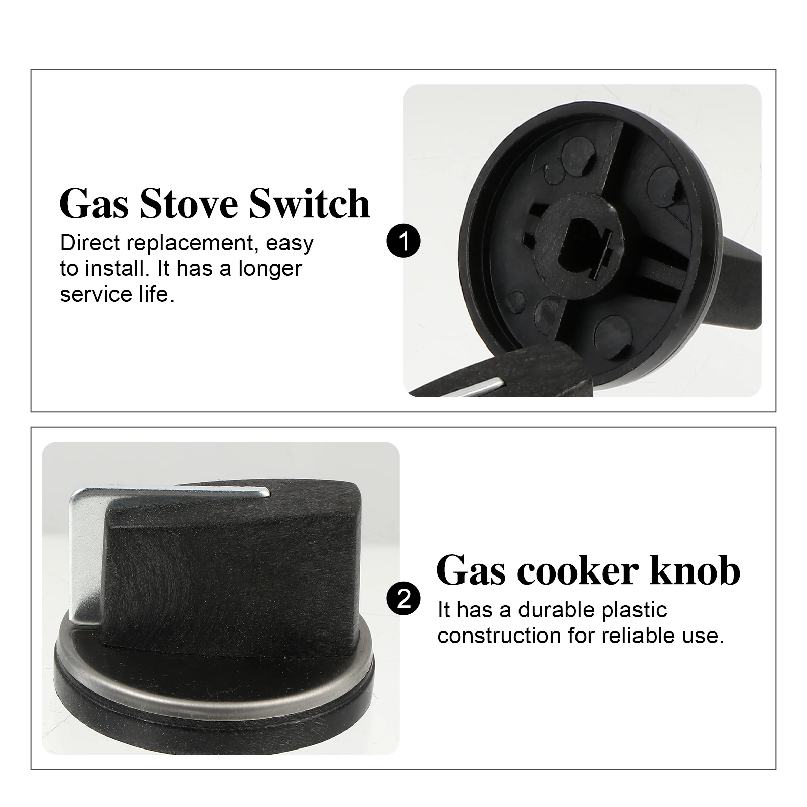 

Gas Stove Knob Replacement Black 8MM Hole Universal Easy Install Durable Plastic Stove Cooker Knobs Kitchen Bar Accessories