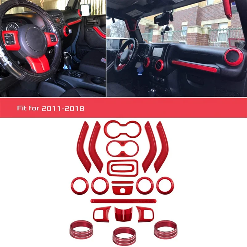 

21Pcs Car Interior Decoration Cover For Jeep Wrangler JK 2007-2017 Interior Trim Kit