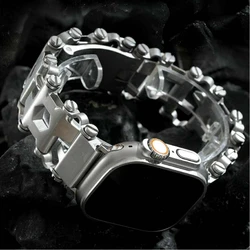 Metal Multi-function strap for Apple Watch Band Ultra 49mm 46mm 42mm 45mm 41/44/40mm Steel Band iWatch 11 10 9 87 6 5 SE/3 Band