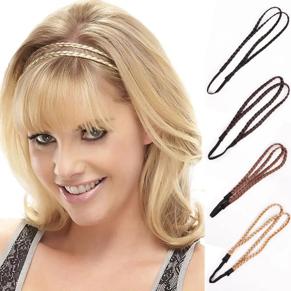 Поп-принцесса, плетеный парик, аксессуары для волос, 4 цвета, повязка на голову, двойная плетеная повязка для волос, парик, повязка на голову, синтетический парик