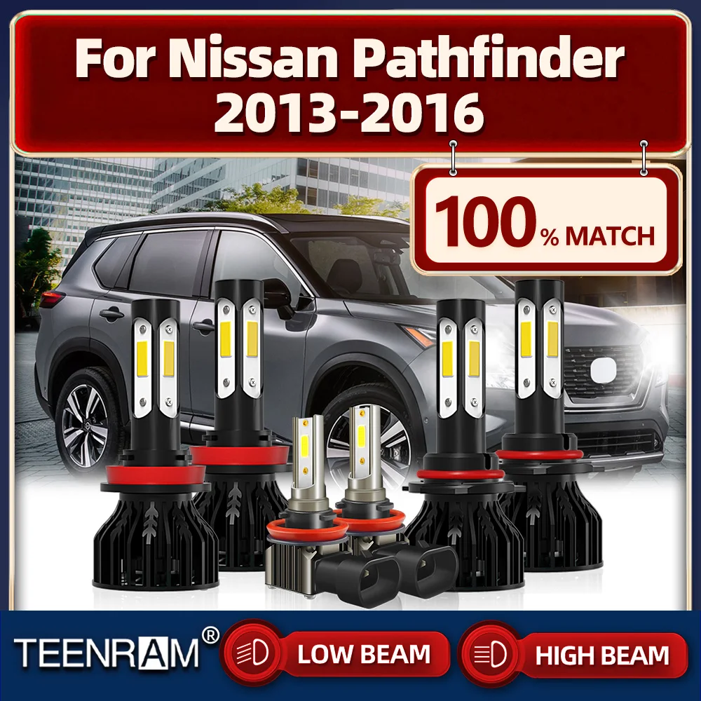 LED Headlights 360W High Power H11 9005 HB3 Auto Headlamps 6000K Fog Lights 12V For Nissan Pathfinder 2013 2014 2015 2016