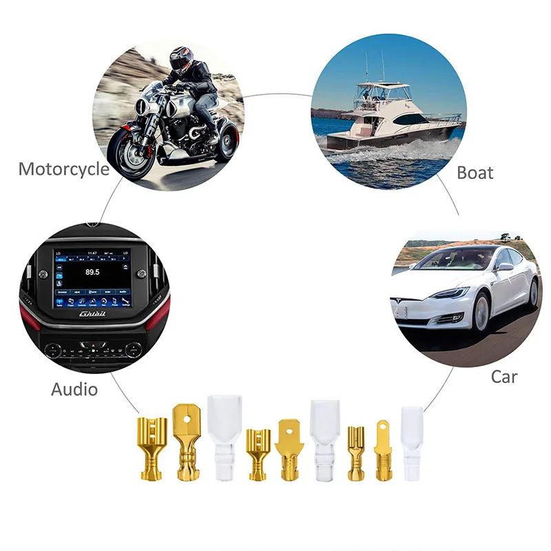 60Pcs Spade Terminal Electrical Connectors 2.8/4.8/6.3mm Butt Terminals for Wire 12/18awg Crimp Cable Eletrico Car Accessories