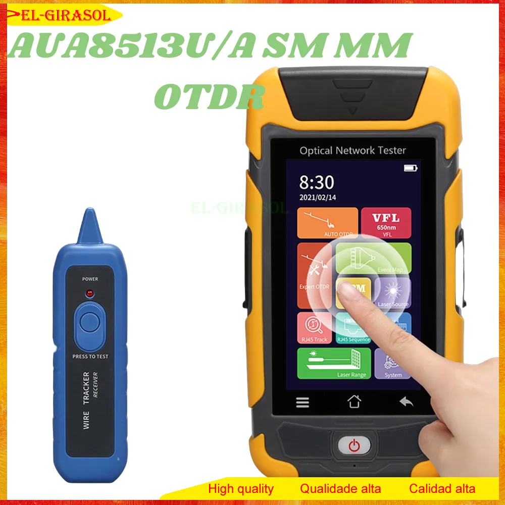 High Quality AUA8513 UPC/APC SM MM OTDR 850/1300nm 1625nm Fiber Optic Reflectometer Touch Screen VFL OLS OPM Cable Tester FTTH