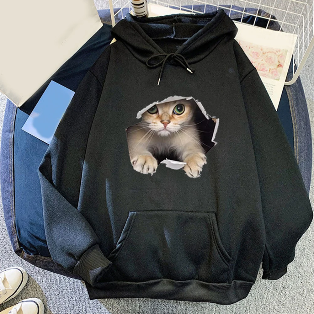 Printed Long Sleeve Hooded Sweatshirt Women Retro Hip Hop Sports Pullover Top For Daily Holiday Vacation Club Wear Ladies