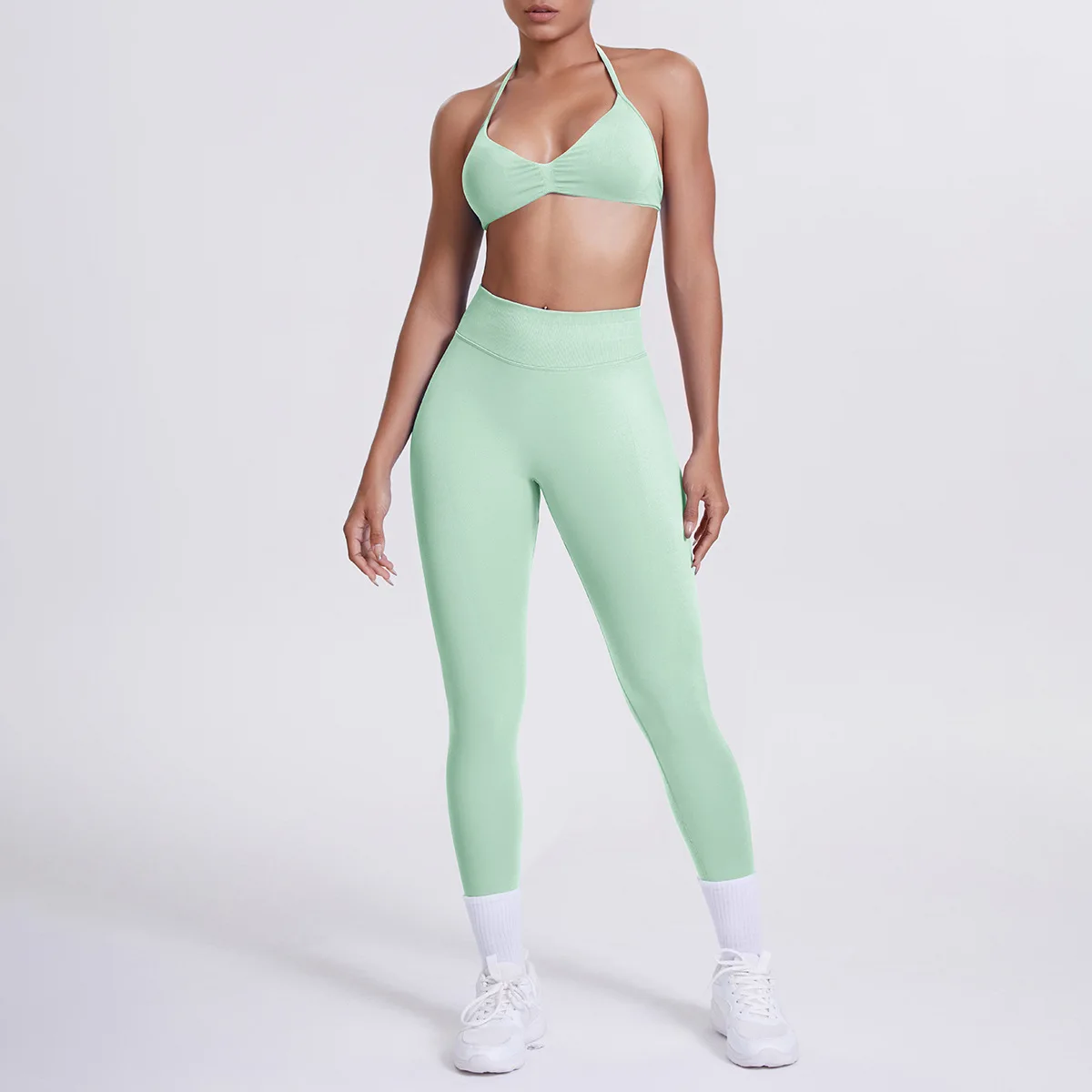 

Women Backless Gym Sets 2 Peces Training Yoga Bras and Leggings Butt Lifting Suits Athletic Workout Fitness Bodysuits Tights