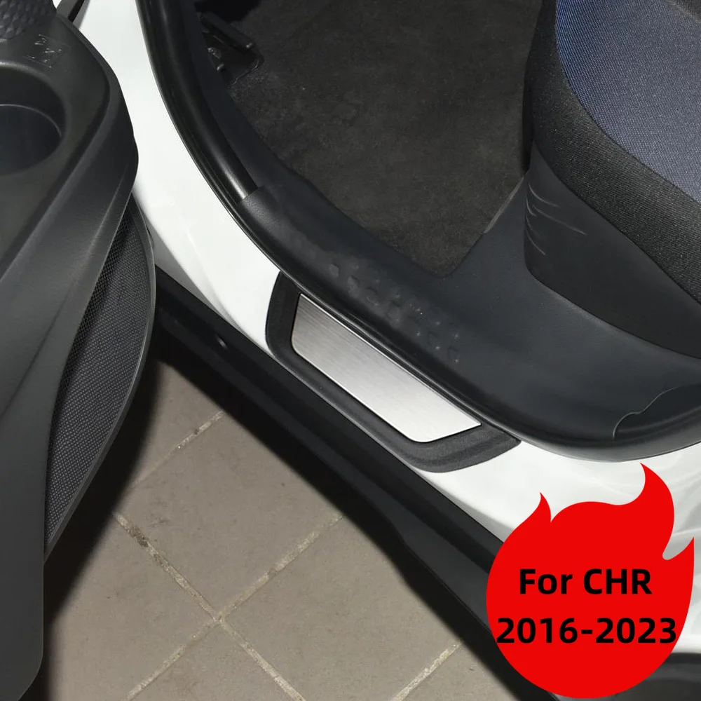 4pc Stainless Door Sill Scuff Plate Trim for Toyota C-HR CHR 2016-2020 2021 2022 2023 Kick Pedal Protector Car Accessories