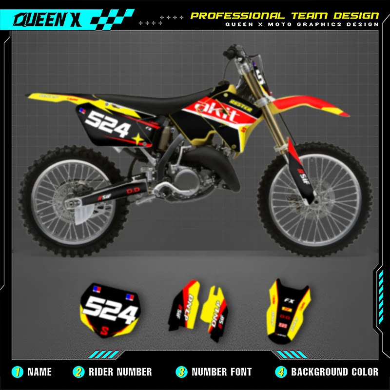 

QUEEN X MOTO Custom Team для SUZUKI RM125-250 2012 2011 2010 2009-2001 250cc мотоциклетная графика фоновая наклейка комплект наклеек