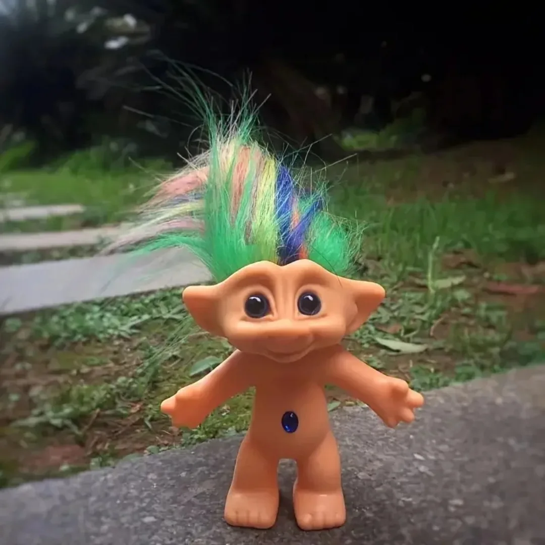 10cm 행운의 인형 빈티지 트롤 인형 화려한 머리 애니메이션 액션 피규어 가족 모델 재미있는 어린이 장난감 어린이 선물