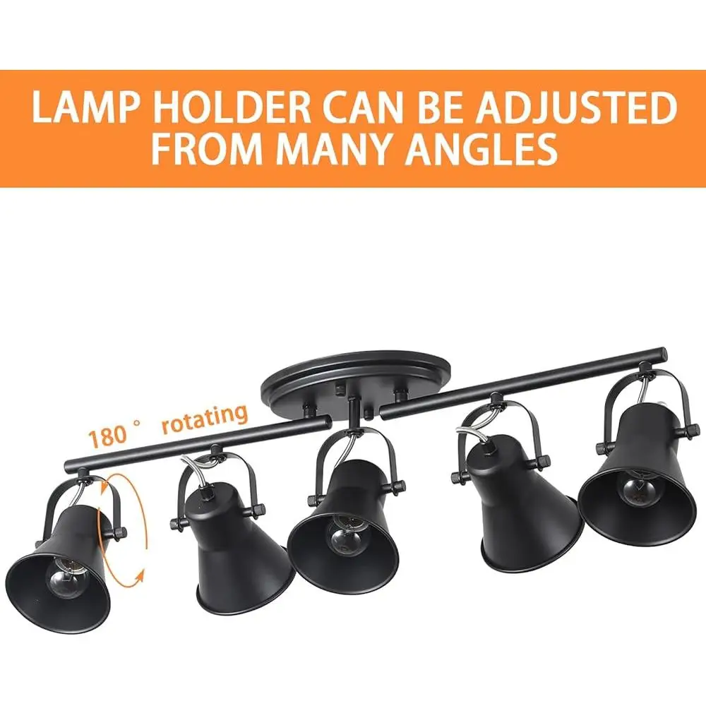 5등 트랙 조명 키트 조정 가능한 회전식 천장 조명 현대 산업 스타일 거실 침실 복도 홈 장식