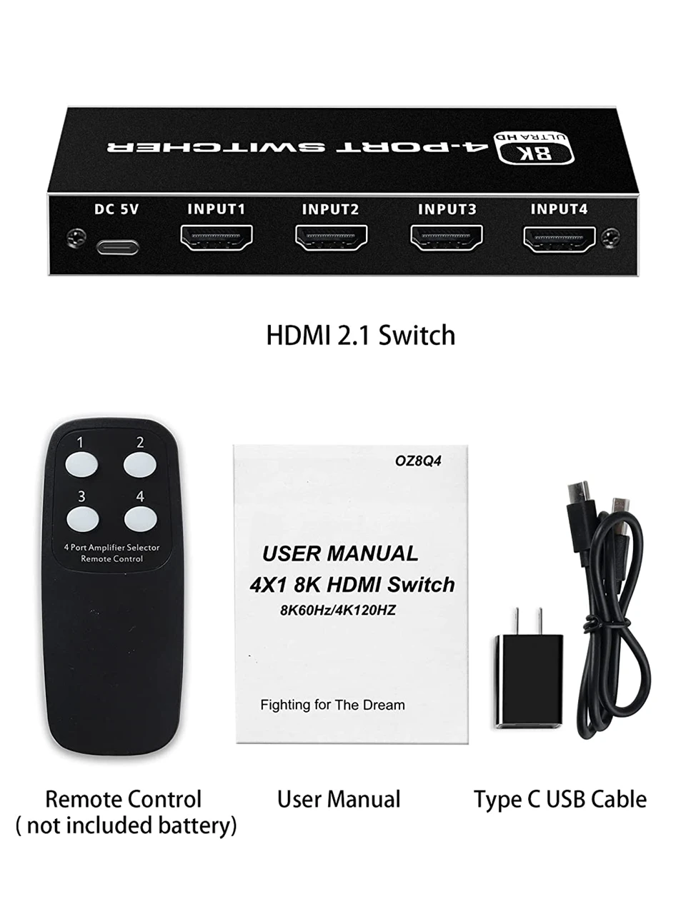 2024 HDMI อุปกรณ์สลับสัญญาณ2.1-4 in 1 OUT 2 in 1 Out 8K 60Hz 4K 120Hz อะแดปเตอร์สวิทช์แยก IR สำหรับ PS5 PS4โปรเจคเตอร์
