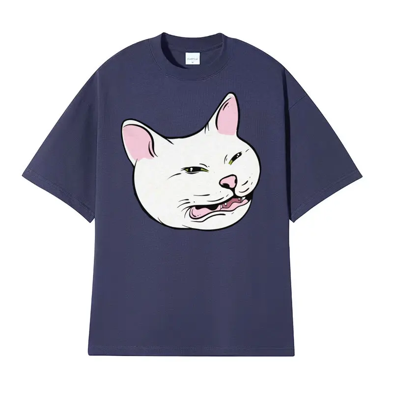 Funny Kot Confused Laughing Cat Dank Meme T-shirt Men's Women High Quality Cozy T Shirt Fashion Casual 100% Cotton T Shirts Tops