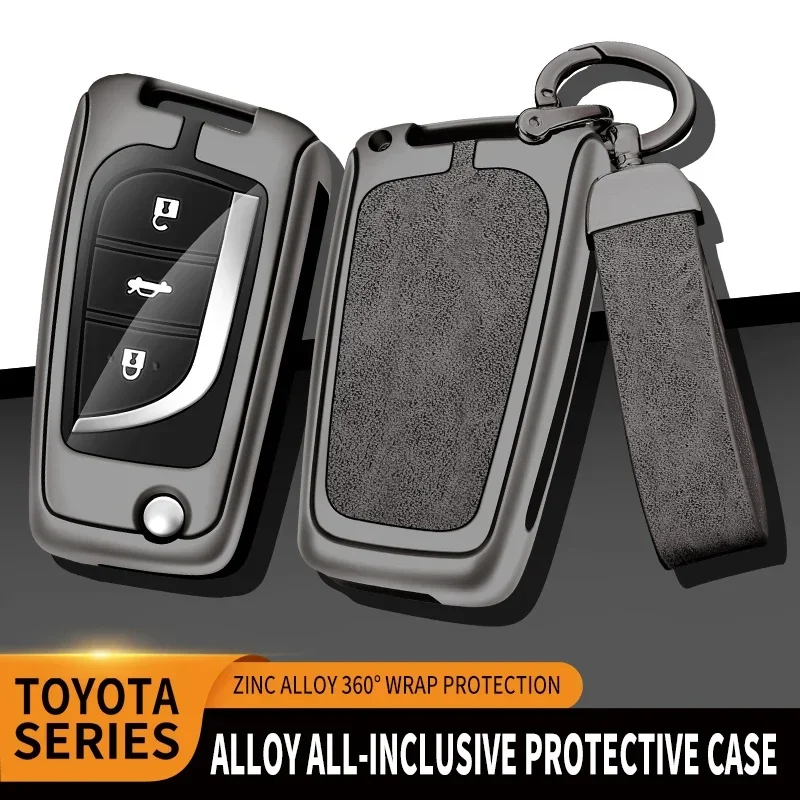 

Zinc Alloy Leather TPU Fold 2/3 Keys Car Remote Key Bag For Toyota Corolla Levin RAV4 C-HR 2021 2020 2019 2017 Accessories