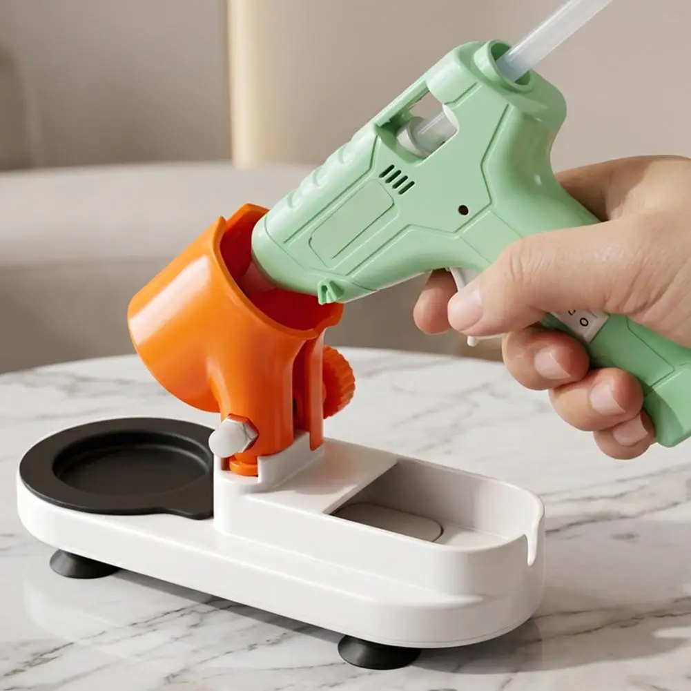 Adjustable Hot Glue Gun Stand Holder, Anti-Slip Hot Melt Glue Gun Base With Drip Tray Cord Storage For DIY Craft Household