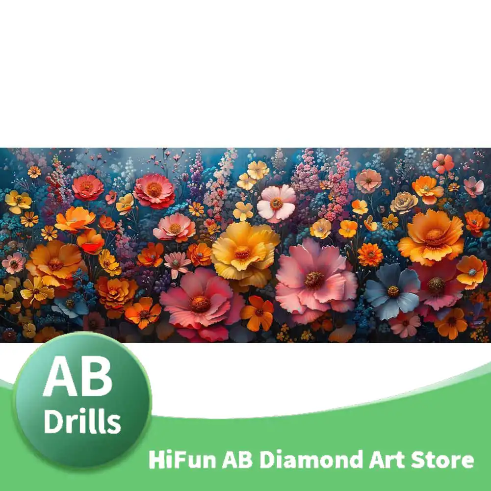 Wildflowers Colorful Blossoms Diamond Art Painting Kits for Adults with AB Stones,Paint with Diamonds Pictures Gem Art Painting