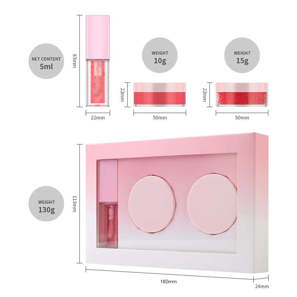 Veganistisch Fruit 3 In 1 Moustirzing Lippenbalsem Private Label Custom Logo Lip Olie Suiker Lip Scrub Lipmasker Set