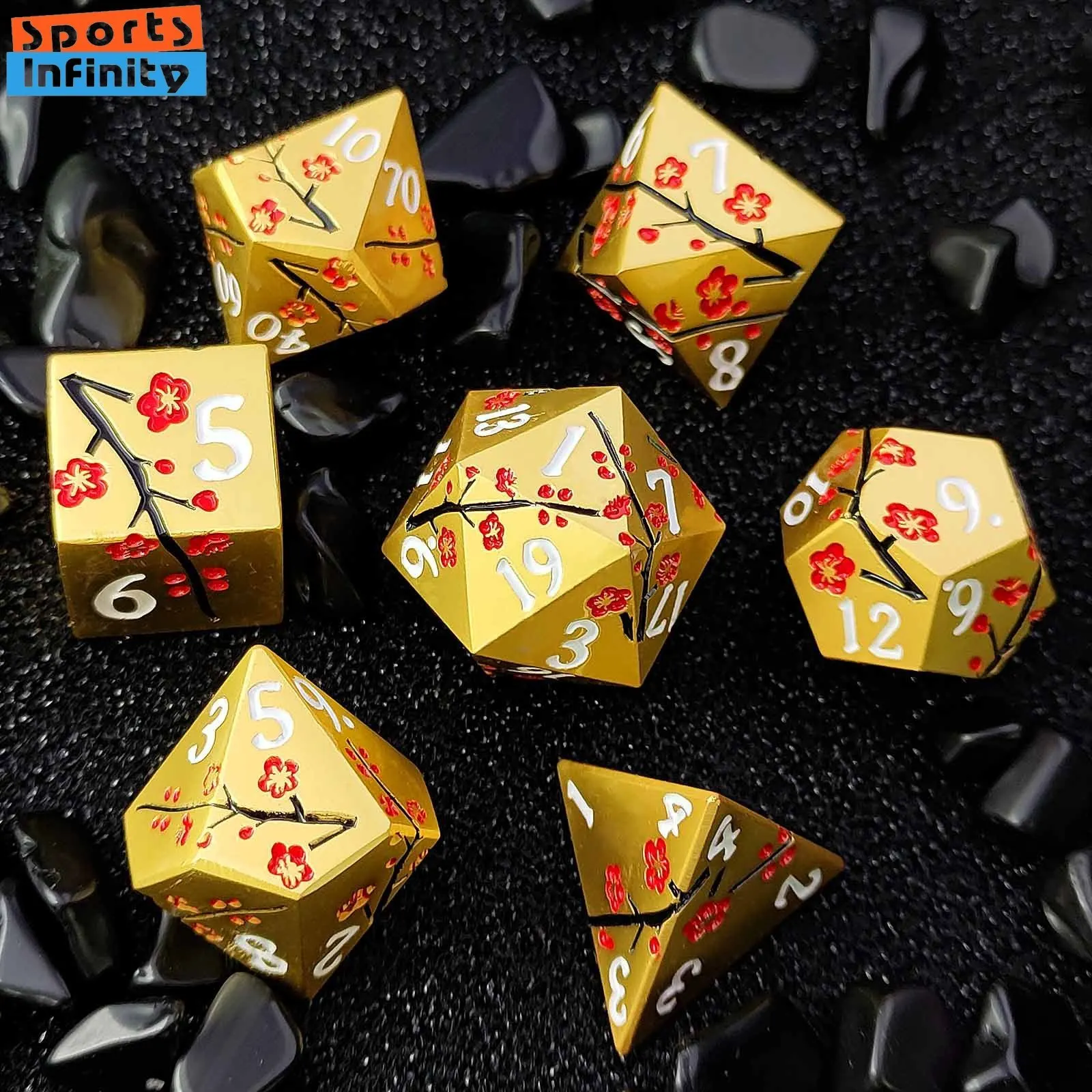 

7 шт. сливовых металлических кубиков COC Running Group DND RPG Многогранные кубики с номером Набор D6 Ктулху Настольная игра Вечеринка Развлекательный комплект кубиков