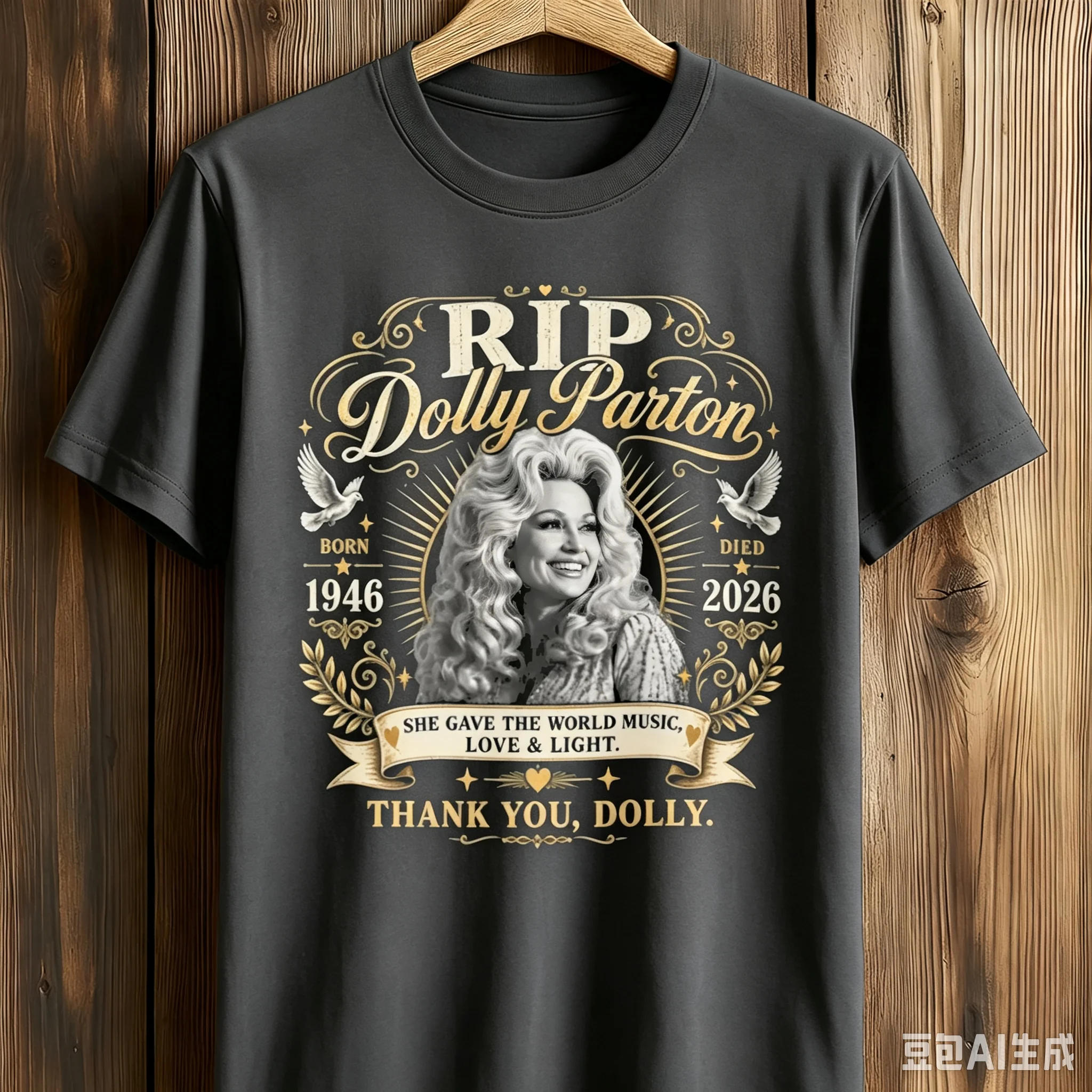 Dolly Parton 1946-2026 Grafikdruck T-Shirt für Männer und Frauen, Sommer Baumwollkleidung, Modisches Oversized Kurzarm-Oberteil, Streetwear – Detail 4