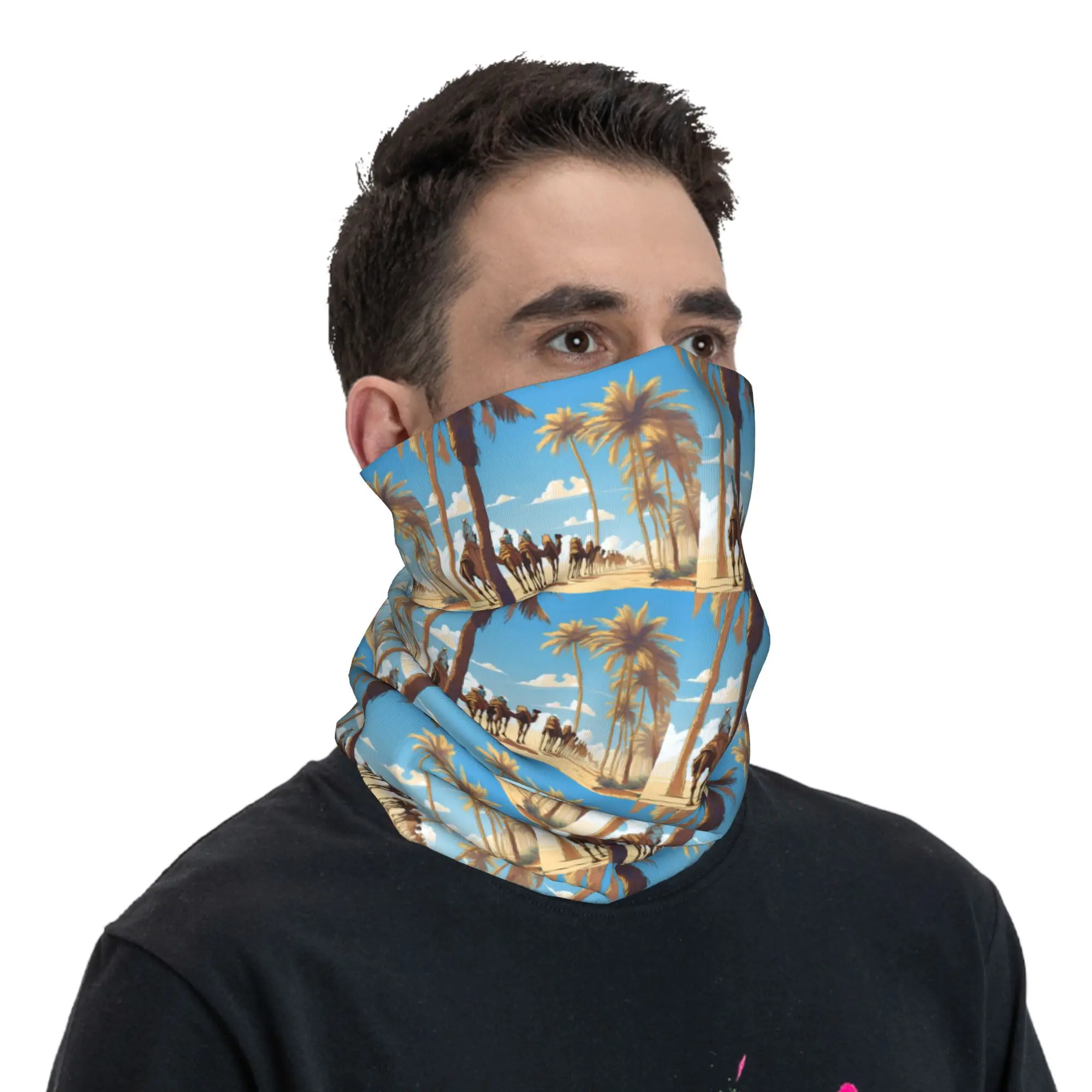 Caravana bajo el cielo azul Bandana cuello polaina impresa cara bufanda cálida ciclismo bufanda correr para hombres mujeres adultos a prueba de viento
