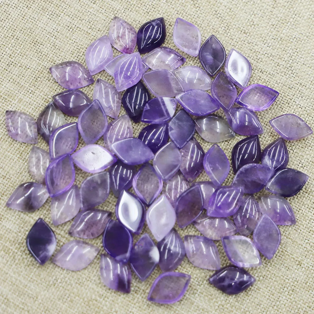 15*10MM Natural Stone Uruguay Amethyst Ornament Shaped Cabochon Home Decoration Exquisite Charm Ring Accessories Wholesale 30Pcs