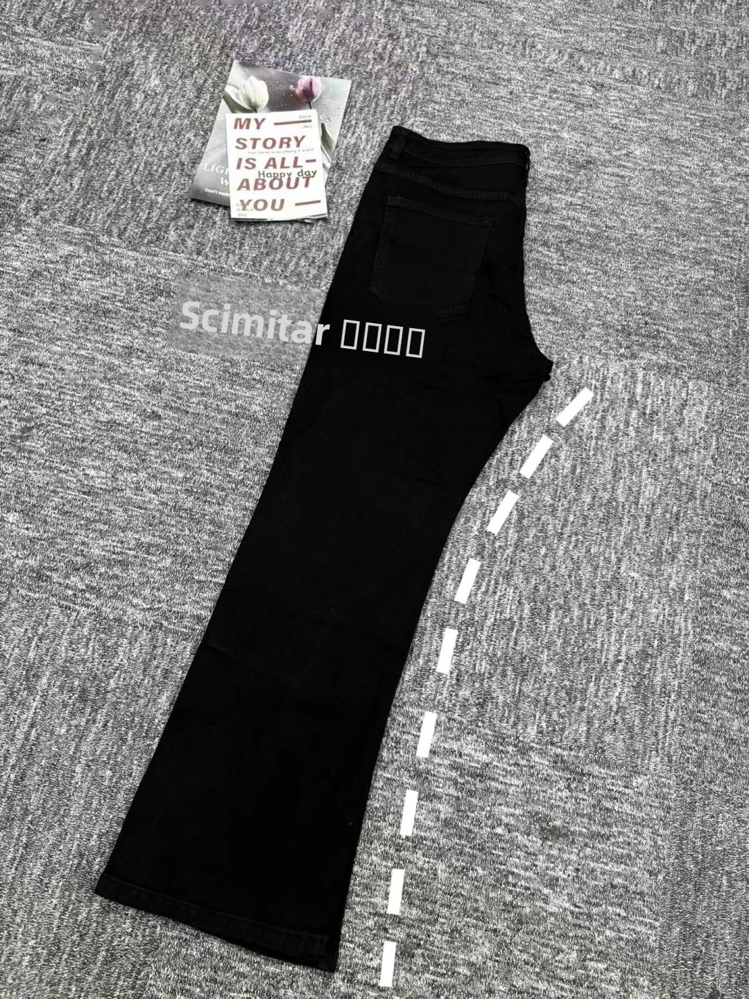 

Bla Le Knife Men's Denim Jeans Fce Lined Autumn Winter Straight Leg Micro Flare Pants American High Street Sle