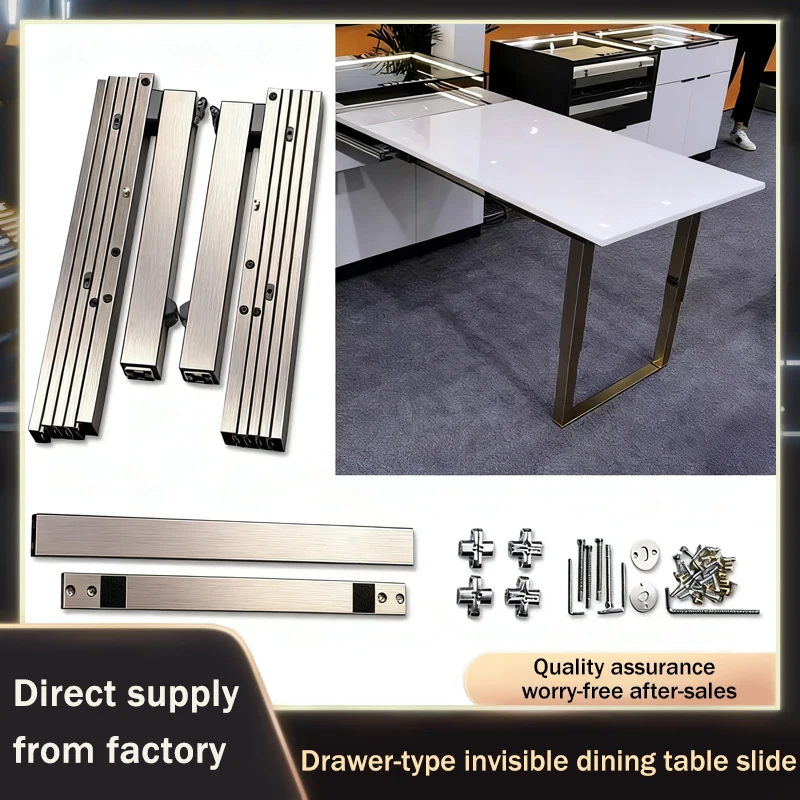 Hideaway Pull Out Folding Table Track System For Cabinet Drawer With Smooth Gliding Mechanism Space Saving Multi Functional