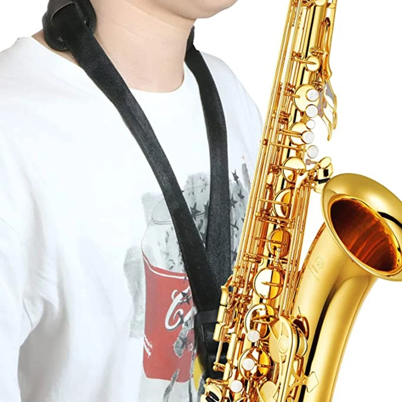 Adjustable Length Saxophone Neck Strap Soft Sax Leather Breathable Strap Padded Upgraded for Alto and Tenor Saxophone