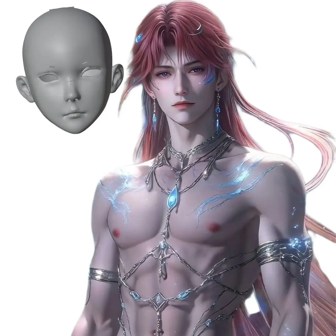 

Kigurumi Base Black Obsidian White Eyes Headgear Headshell Full Baotou Cos Two-dimensional Love and Deep Space Props Accessories