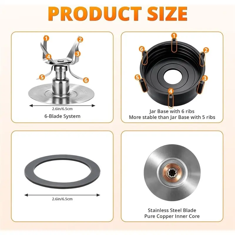 Retail For Oster Blender-6-Blade Replacement Parts Kit-Ice Crusher Blade With Jar Base Cap, Coupling Stud Slinger Pin