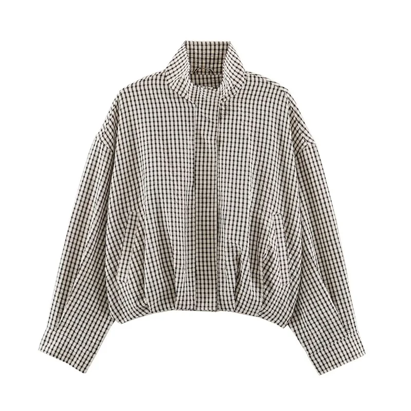 Women's Jacket 2026 New Autumn Long Sleeve Loose Plaid Jacket for Women Casual Stylish Chic Personality Oversize Ladies Outwear