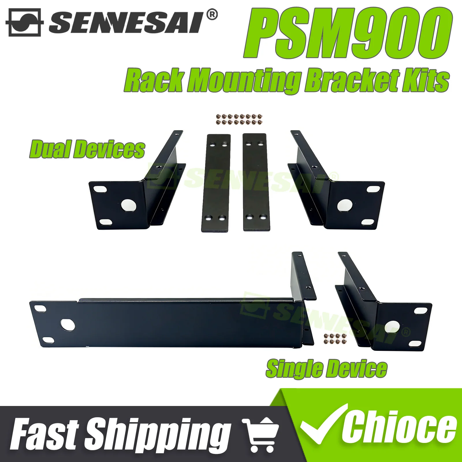 

Металлический кронштейн для монтажа в стойку, комплект для приемника беспроводной системы мониторинга Shure PSM900, для одного и двух устройств.