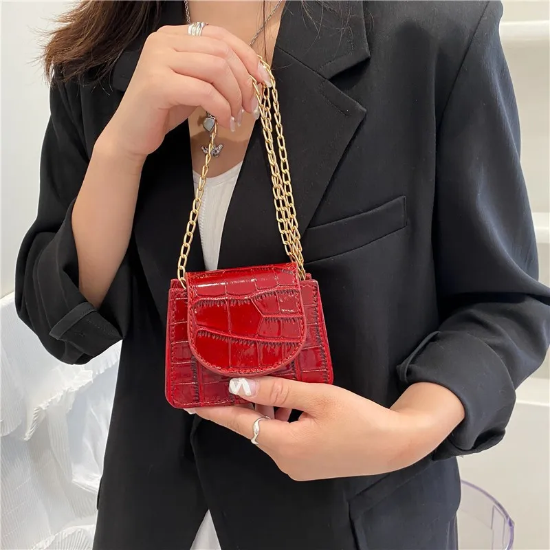 Women Shoulder Handbags Stone Pattern PU Leather Trend Designer Chain Hasp Bags Coin Purse Mini Single Square Bag shoulder bag