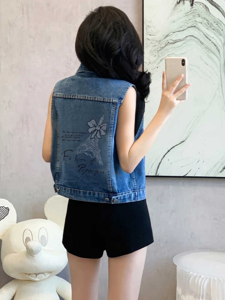 

Loose Casual Denim Vest Women's 2025 Autumn New Sle Versatile ket Design Faion Outerwear oulder Pad Trendy Top