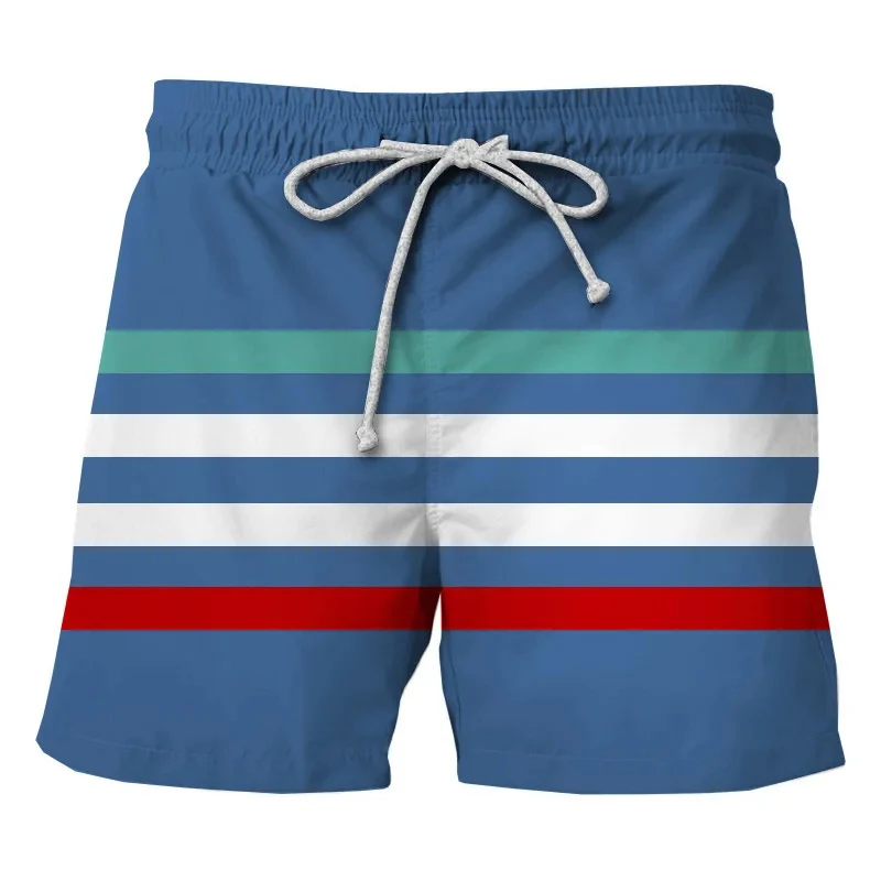 Vertical Stripes Short Pants For Men 3d Printed Graffiti Paint Hawaii Vacation Shorts Fashion Trend Loose Casual Beach Short