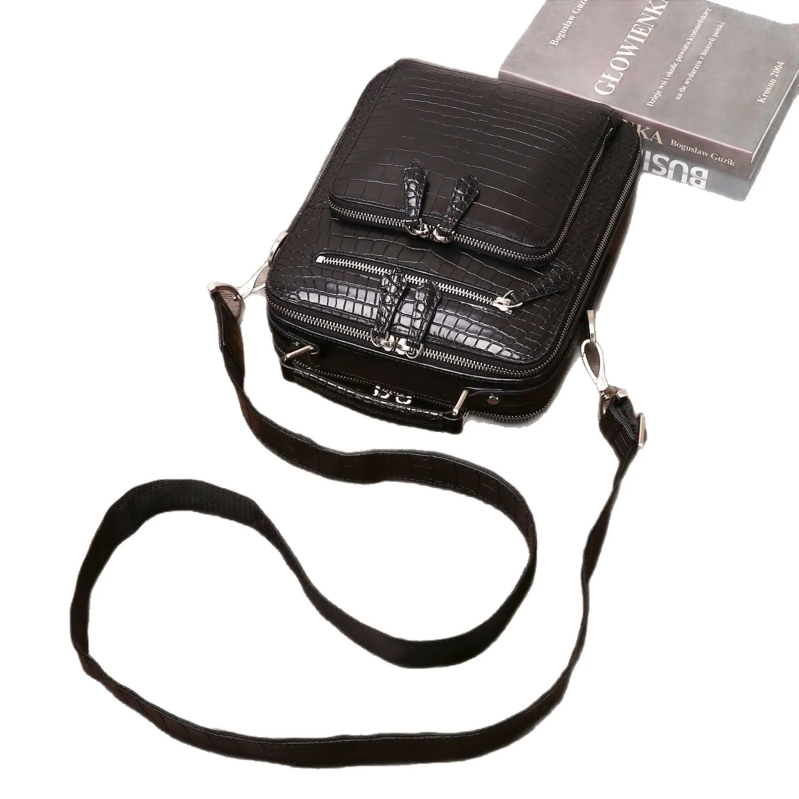 New Fashion Genuine Leather Alligator Pattern Men Handbag Briefcase Business Bag Men's Bag Shoulder Messenger Bags