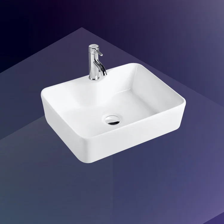 Wash Basin Art Stage Basin Manufacturer Self-produced Square Ceramic with Faucet Hole Simple and Fashionable