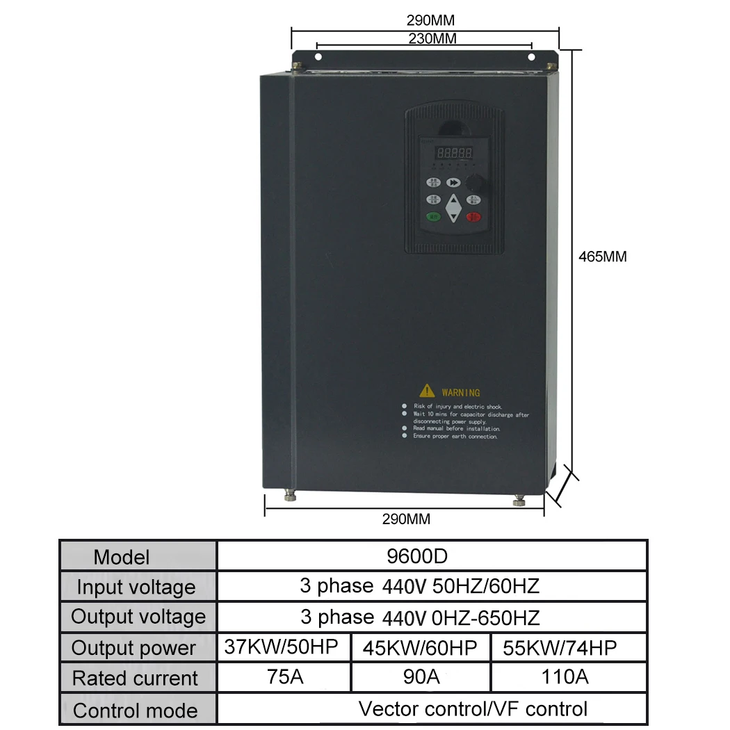 37-110KW Three Phase VFD Frequency Converter Inverter 440V to 440V Motor Speed Control for Industrial Use