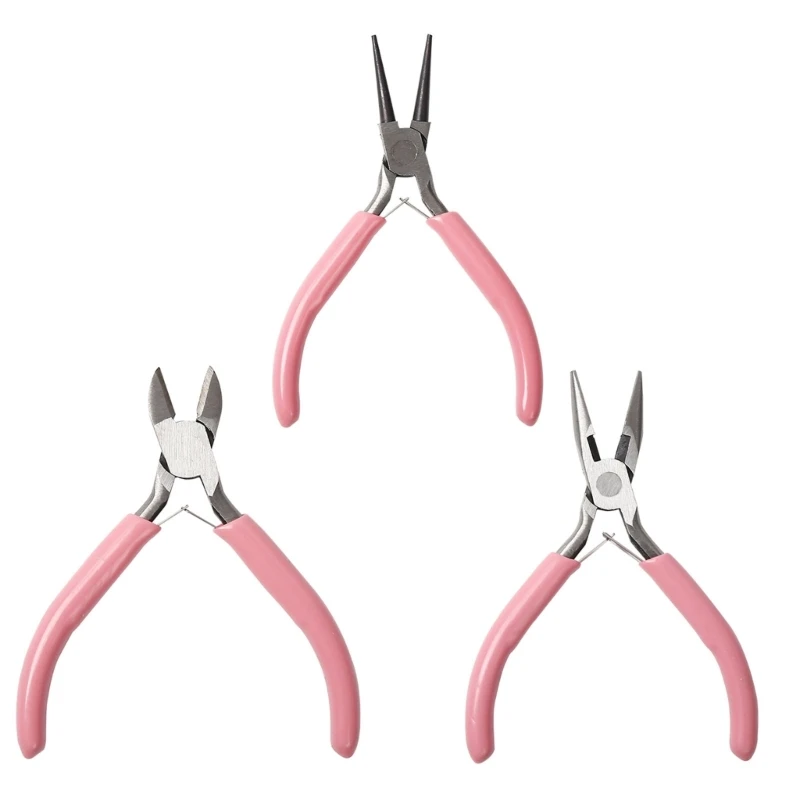 3Pcs 쥬얼리 펜치 세트에는 쥬얼리 펜치가 포함되어 있습니다. 둥근 코 펜치 사이드 입 펜치 DIY 수제 보석 만들기 도구