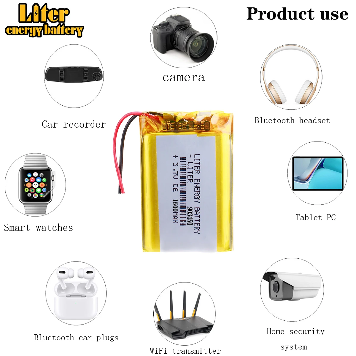 best battery brand 903450 3.7V 1500MAH lithium polymer battery MP3 MP4 Bluetooth 90*34*50mm lithium battery small stereo bluetoo