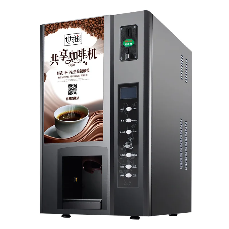 Automatic Espresso Coffee Vending Machine Coin Commercial Beverage Coffee Machine Electric Aluminum Smart Technology Coffee Shop