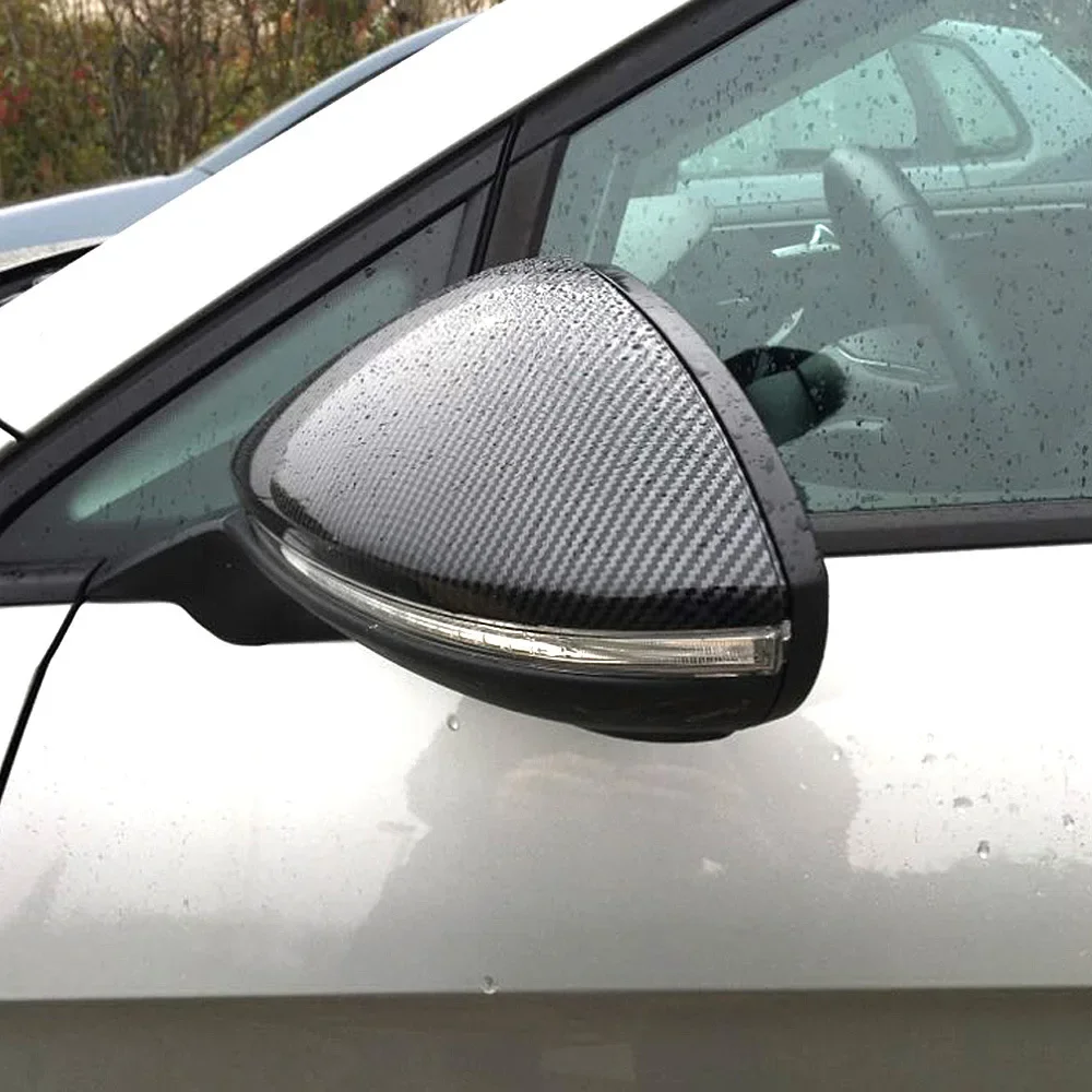 For Volkswagen Golf 7 7.5 GTI R Carbon Fiber Water Transfer Reversing Mirror Housing Cover - Direct Replacement