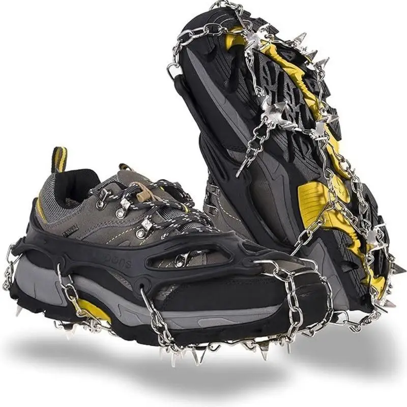 652F Outdoor Winter Snow Spikes Crampons Cleats Chain Claw Grip Boot Cover Ice Grippers Spikes Outdoor 18/19 Tooth Ice Claw
