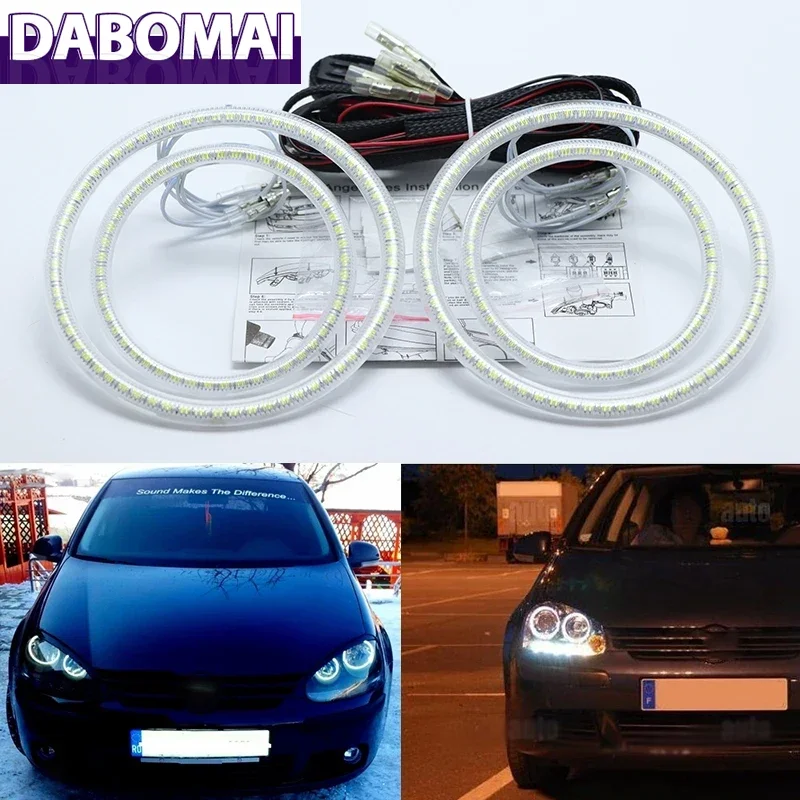 

Ультра яркий SMD белый светодиодный комплект Angel Eyes 2600LM 12V Halo Ring, дневные ходовые огни для Volkswagen Golf 5 MK5 2003-2009 гг.